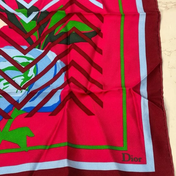 CHRISTIAN DIOR Silk Print Square Scarf Multicolor - Picture 2 of 4